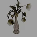 Elegant Silver Vase With White Flowers And Green Leaves For Home Decor