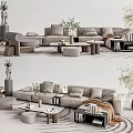 Quiet sofa tea table combination 3d model