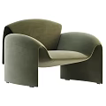Modern Light Gray Leisure Chair With Curved Design And Rounded Armrests