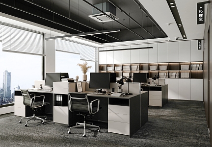 modern public office area office area 3d model