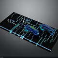 Futuristic Blue Motorcycle Concept With Glowing Circuit Board Background Design