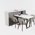 Elegant Modern Dining Table Set With Marble Top And Matching Chairs 3d model