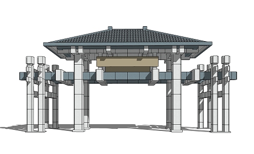 new chinese style gate 3d model