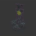 Dark Green Marble Decorative Sculpture With Geometric Structure And Golden Circular Detail