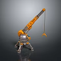 Yellow Construction Crane Model Featuring Silver Base Mechanical Arm Metal Hook And Reflective Surface 3d model