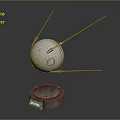 Silver Spherical Equipment With Cylindrical Base Slender Antennas And Attached Label 3d model