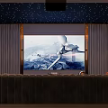 Modern Home Theater Interior Design With Starry Ceiling Projector And Seating 3d model