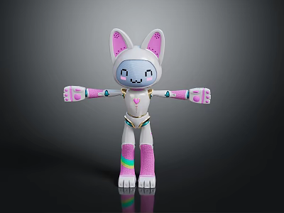 Adorable Rabbit Character Doll With White Body Pink Ears And Rainbow Striped Socks 3d model