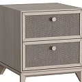 Modern Wood Nightstand With Two Herringbone Pattern Drawers Knobs And Sturdy Legs 3d model