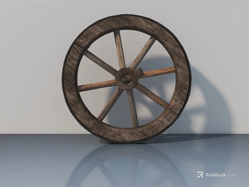 Ancient Wooden Wheel As Historical Weapon Component With Spokes Design 3d model 