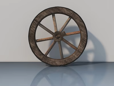 Ancient Wooden Wheel As Historical Weapon Component With Spokes Design 3d model