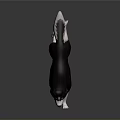 Black and White Husky Running With Tongue Out On Dark Background With Floor Reflection