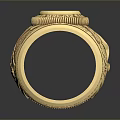 Elegant Gold Ring With Intricate Engraved Patterns And Decorative Top For Daily Use 3d model
