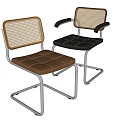 Modern Dining Chairs With Brown Black Leather Seats Mesh Backrests And Metal Frames