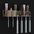 Wall Mounted Bathroom Accessories Set With Toothbrushes Toothpaste And Comb Holder 3d model
