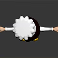 3D Game Movie Character Chef Wearing White Toque Red Bow Tie And Red Yellow Skirt