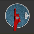 Long Handle Tool With Blue Head And Red Grip On Gray Surface