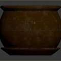 Round Brown Clay Pot With Intricate Carved Patterns And Pink Interior Base