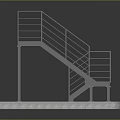 Metal Staircase With Railings Steps On Grass Base And Concrete Foundation