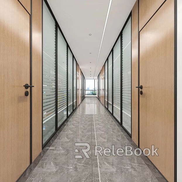 modern aisle office aisle 3d model 