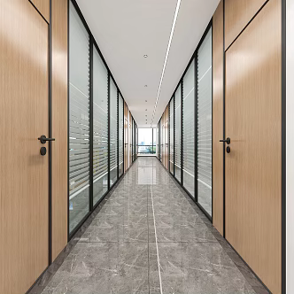 modern aisle office aisle 3d model