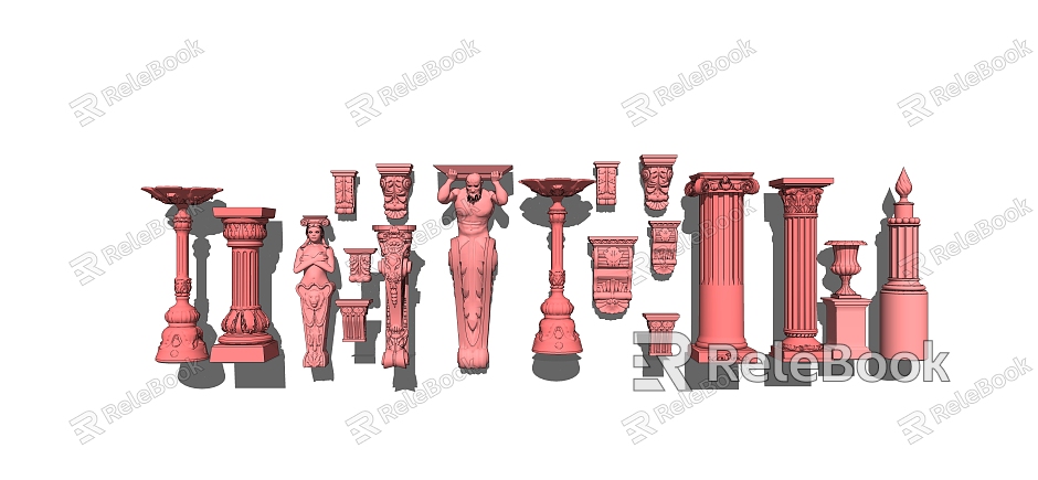 European Roman Column Component Carved model