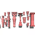 European Roman Column Component Carved 3d model