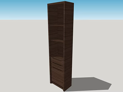Tall Dark Wooden Bookcase With Multiple Shelves And Drawers For Home Storage 3d model