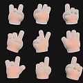 Inflatable Hand Gesture Models In Cartoon Style With Various Poses 3d model