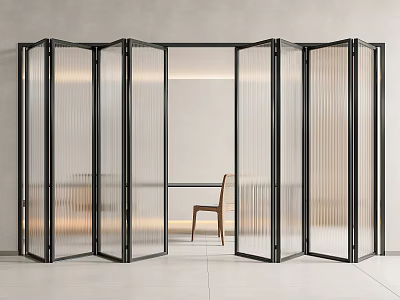 Modern Black Frame Transparent Glass Folding Doors for Interior Space Partition 3d model