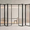 Modern Black Frame Transparent Glass Folding Doors for Interior Space Partition 3d model