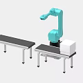204 with animation robot loading and unloading with animation industrial robot with animation industrial automatic assembly line 3d model