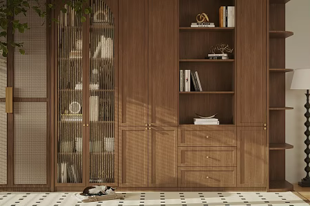 Log Style Storage Cabinet Bookcase Decorative Cabinet Decorative Cabinet Ornaments Storage Cabinet Side Cabinet Entrance Cabinet Antique Ornaments 3d model