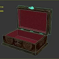 Vintage Wooden Carved Jewelry Box With Red Interior And Gold Accents