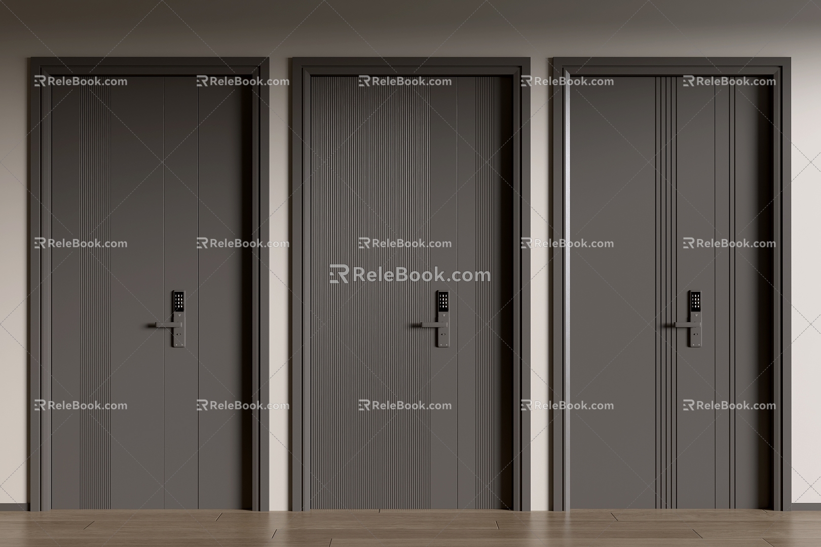 Modern double door entry door security door fire door unit door 3d model