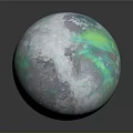Colorful Marbled Sphere With Green And Purple Swirls On Gray Background