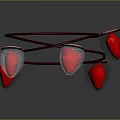 Red Glass Fashion Accessories With Small Containers Red Lids And String Reflections