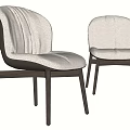 Modern Upholstered Dining Chairs With Light Gray Fabric And Dark Wooden Legs