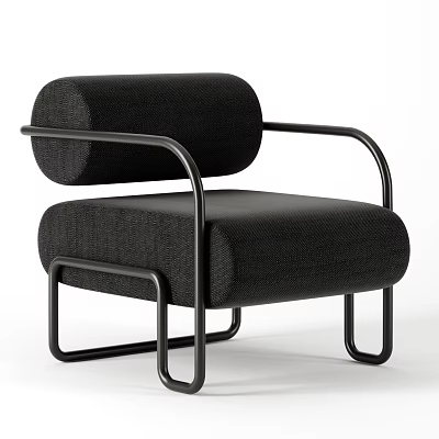 Black Fabric Single Sofa With Modern Metal Frame And Minimalist Design 3d model