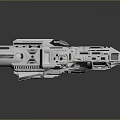 Detailed Silver Sci Fi Spaceship Model With Blue Lights For Space Exploration