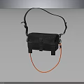 Stylish Black Shoulder Bag With Adjustable Strap And Orange Decorative Cord