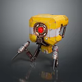 Yellow Mechanical Creature With Red Core And Metallic Multi Legged Structure 3d model