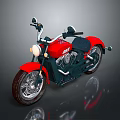 Red Classic Motorcycle With Black Accents Chrome Details Headlight Leather Seat And Spoked Wheels