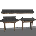 Traditional Chinese Architectural Components With Black Tiled Roofs And Wooden Frames