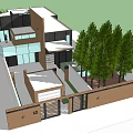 Modern Detached Villa with Large Glass Windows Swimming Pool Lush Greenery and Well Maintained Lawn