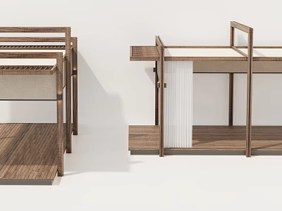 Modern Wooden Awning Design With Fabric Cover And Support Frame For Outdoor Spaces 3d model