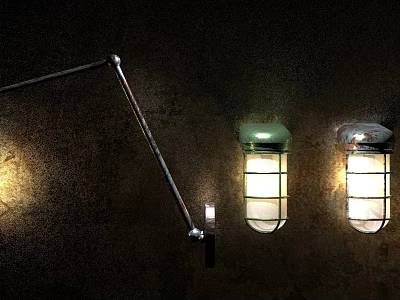 Vintage Style Wall Mounted Lighting Fixtures With Adjustable Arm And Illuminated Lamps 3d model