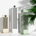 Modern Air Cooler Fans in Beige White Green Colors With Palm Plant and Vertical Design