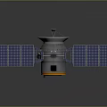 Advanced Satellite Equipment With Solar Panels Metallic Body And Orange Module Section 3d model