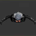 Blue Haired Female Character Wearing Glasses Black Tactical Outfit With Combat Gear Standing Arms Outstretched